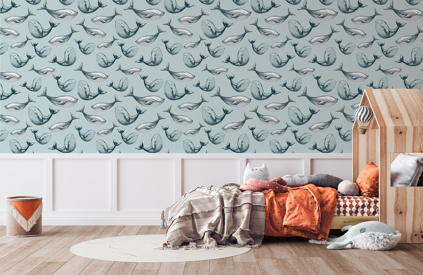 Whale removable peel and stick wallpaper Nautical wallpaper