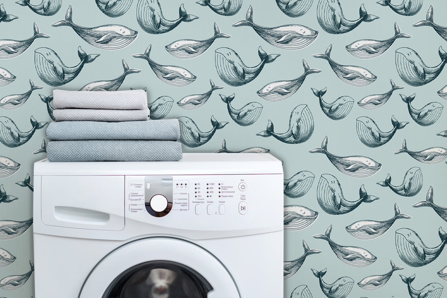 Whale removable peel and stick wallpaper Nautical wallpaper