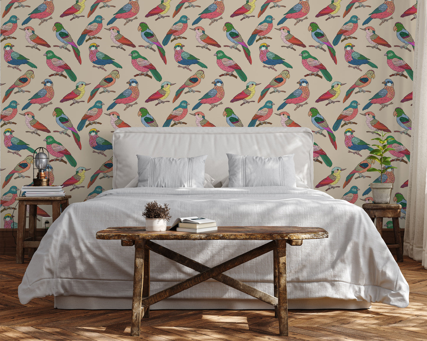 colorful Parrots removable peel and stick wallpaper (Copy)