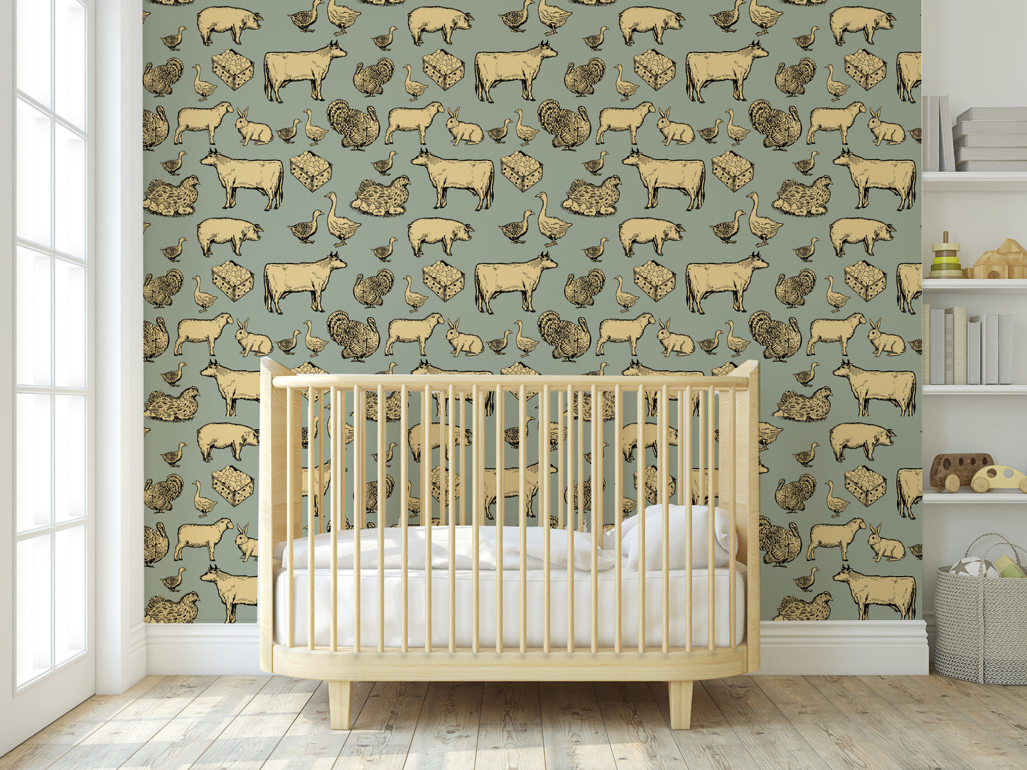 Farm Wallpaper Chicken wallpaper Cow removable peel and stick wallpaper