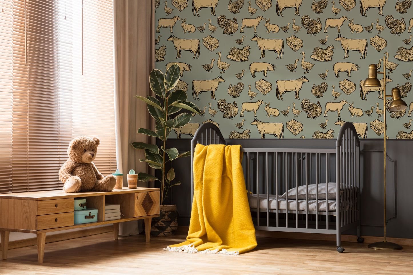 Farm Wallpaper Chicken wallpaper Cow removable peel and stick wallpaper