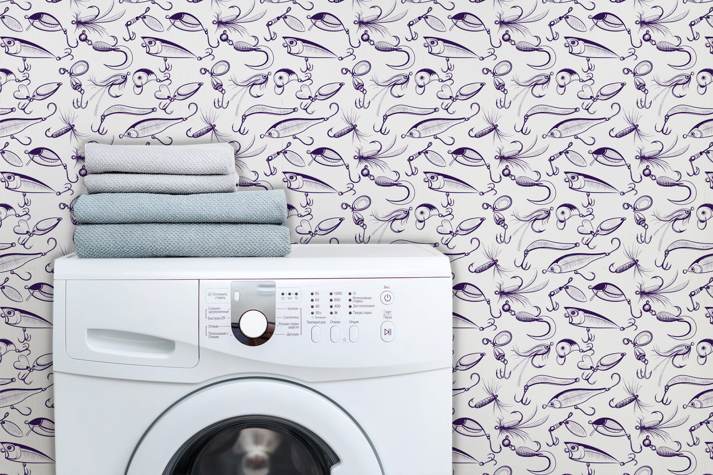 Fishing lure removable peel and stick wallpaper Nautical wallpaper