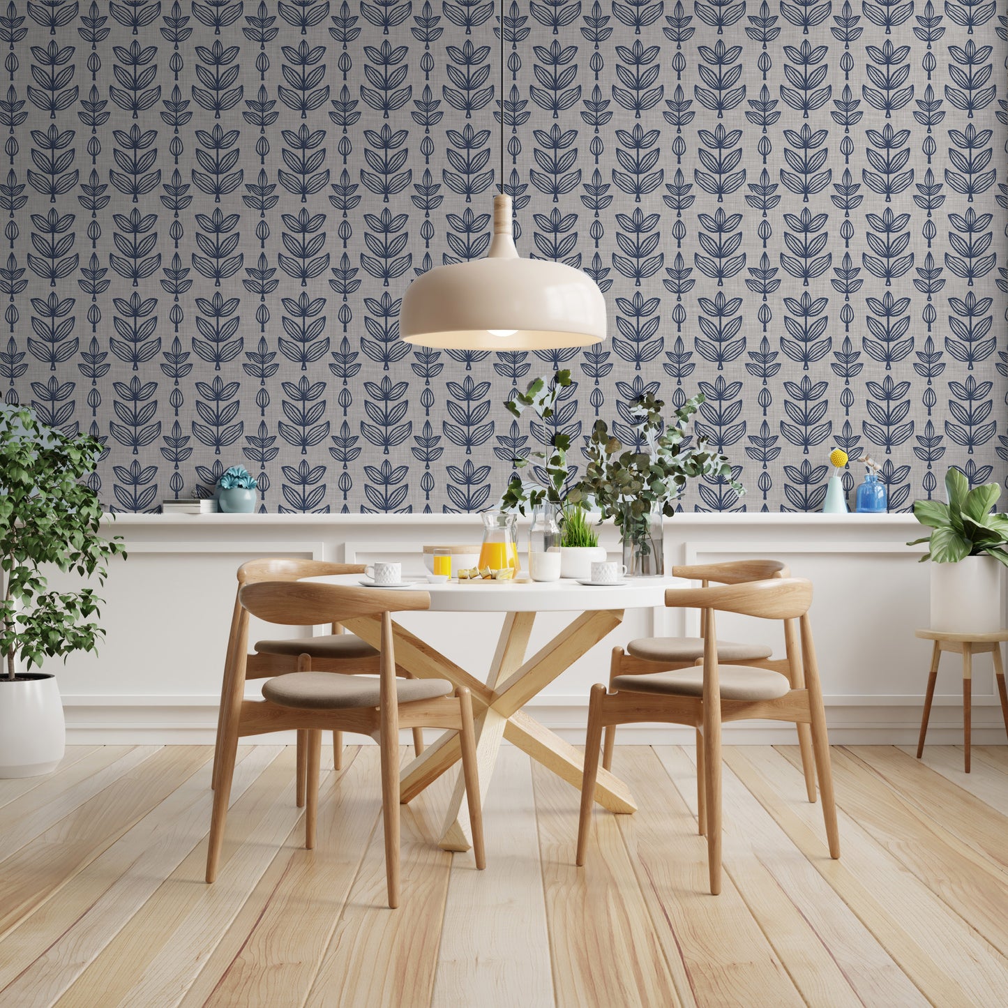 French Blue Botanical Removable peel and stick wallpaper