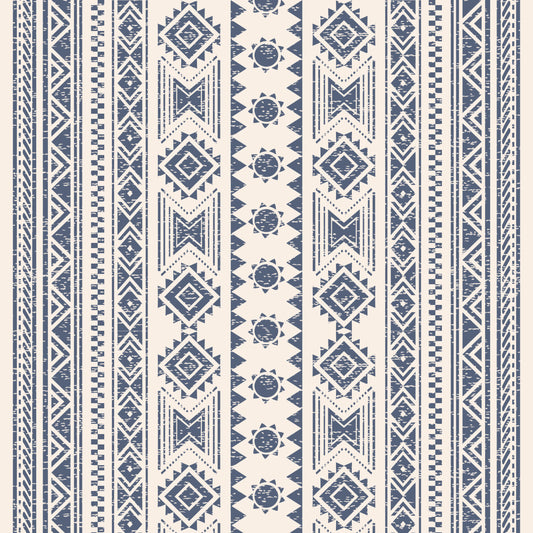 Navy blue western Ikat Removable Peel And Stick Wallpaper