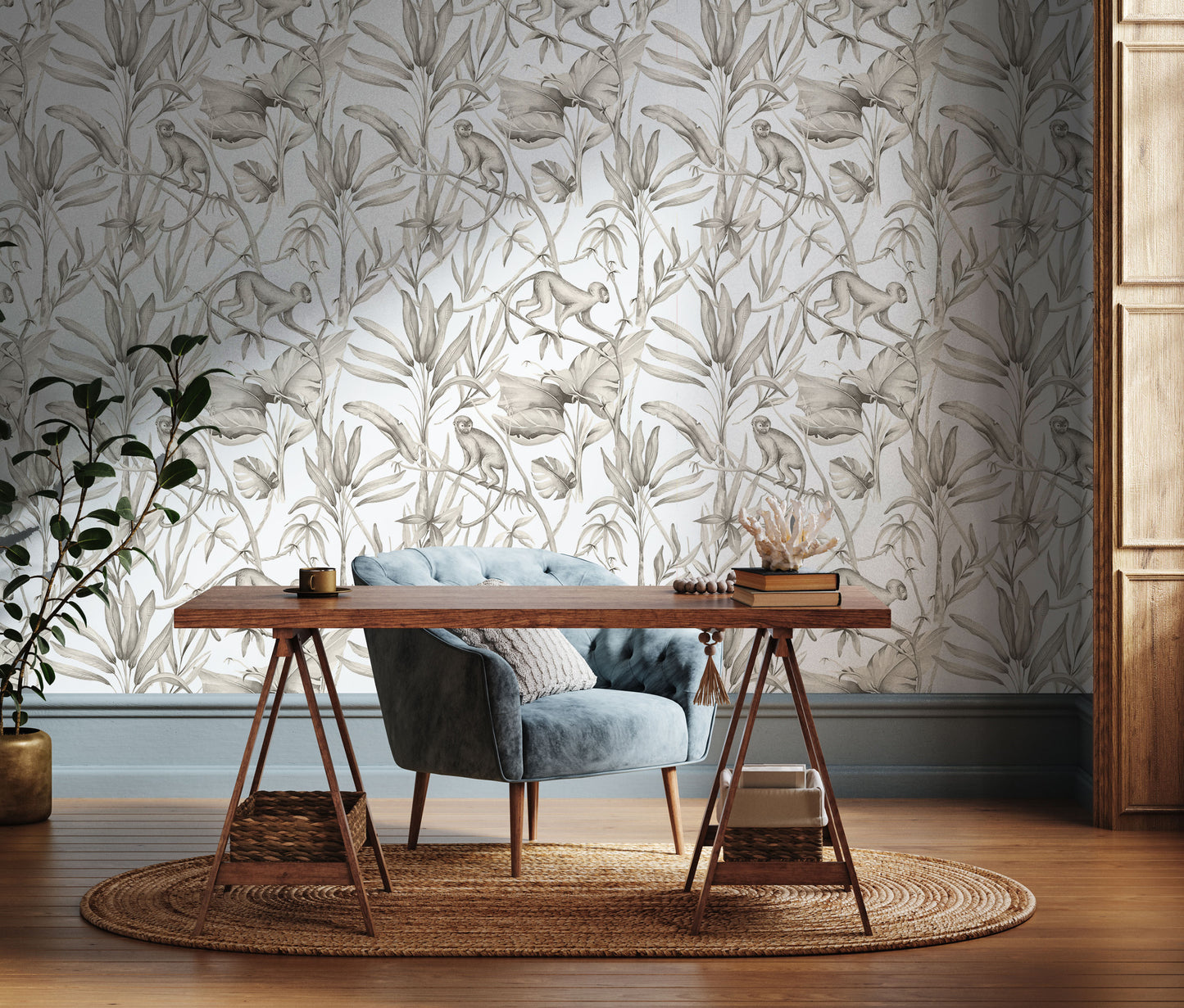 Monkey removable peel and stick wallpaper