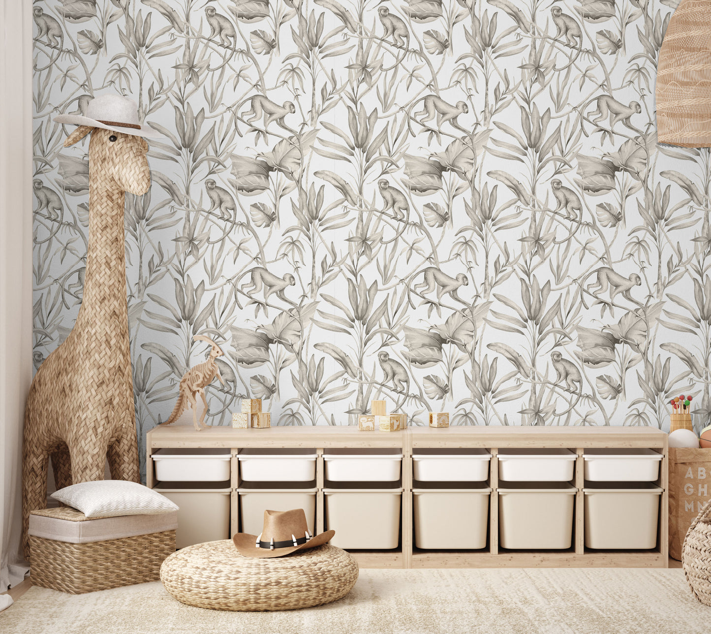 Monkey removable peel and stick wallpaper