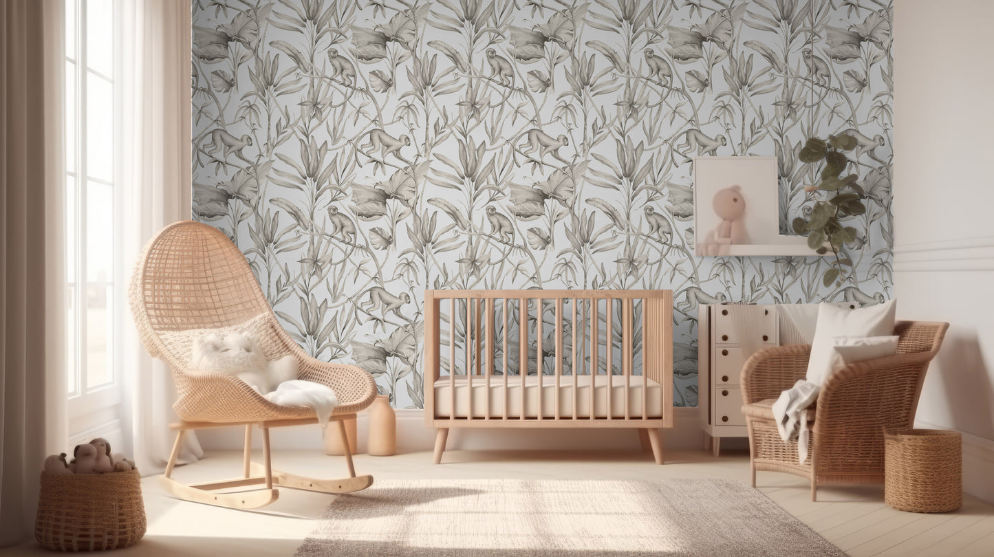 Monkey removable peel and stick wallpaper