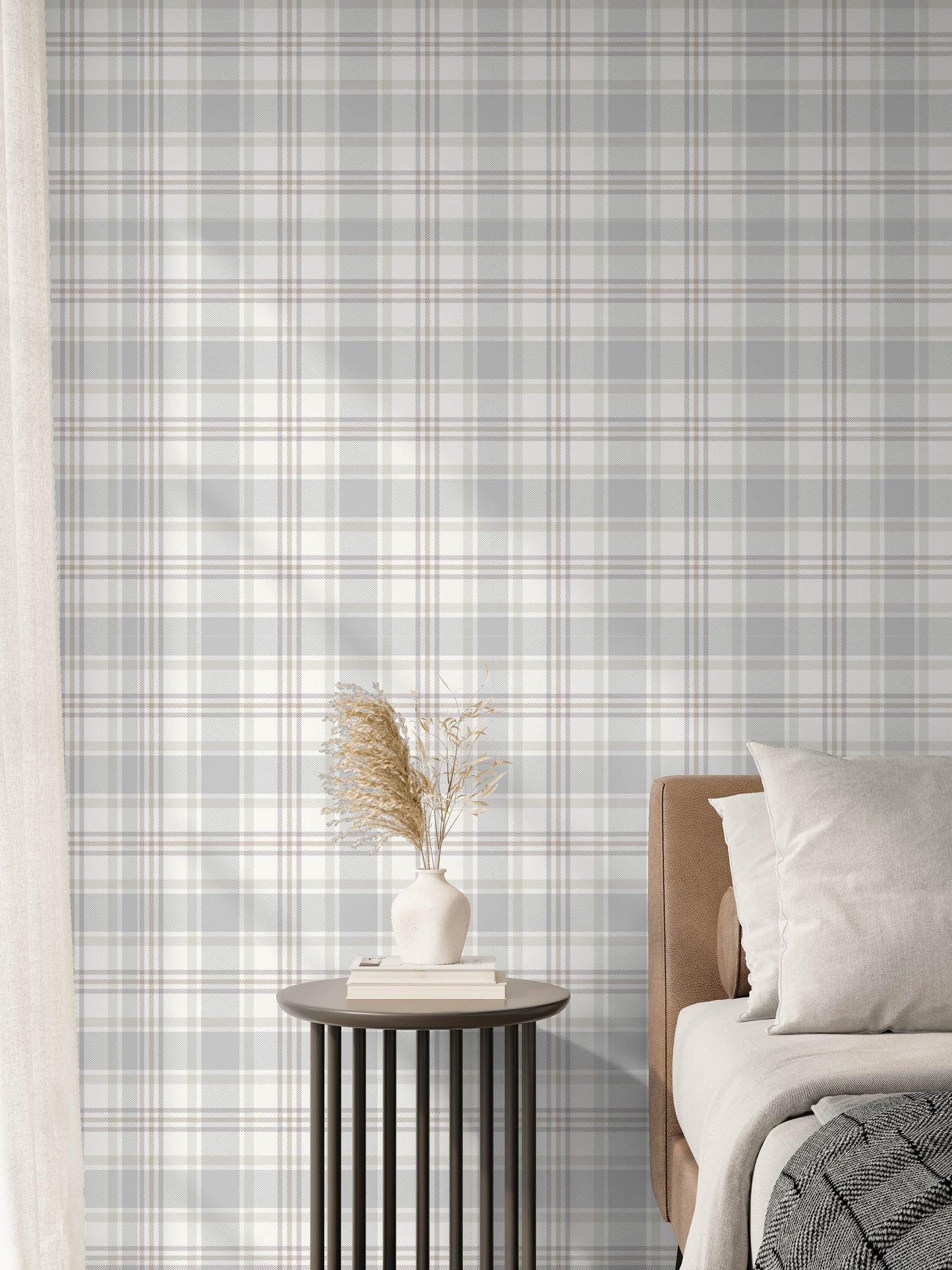 Gray Tartan plaid removable peel and stick wallpaper