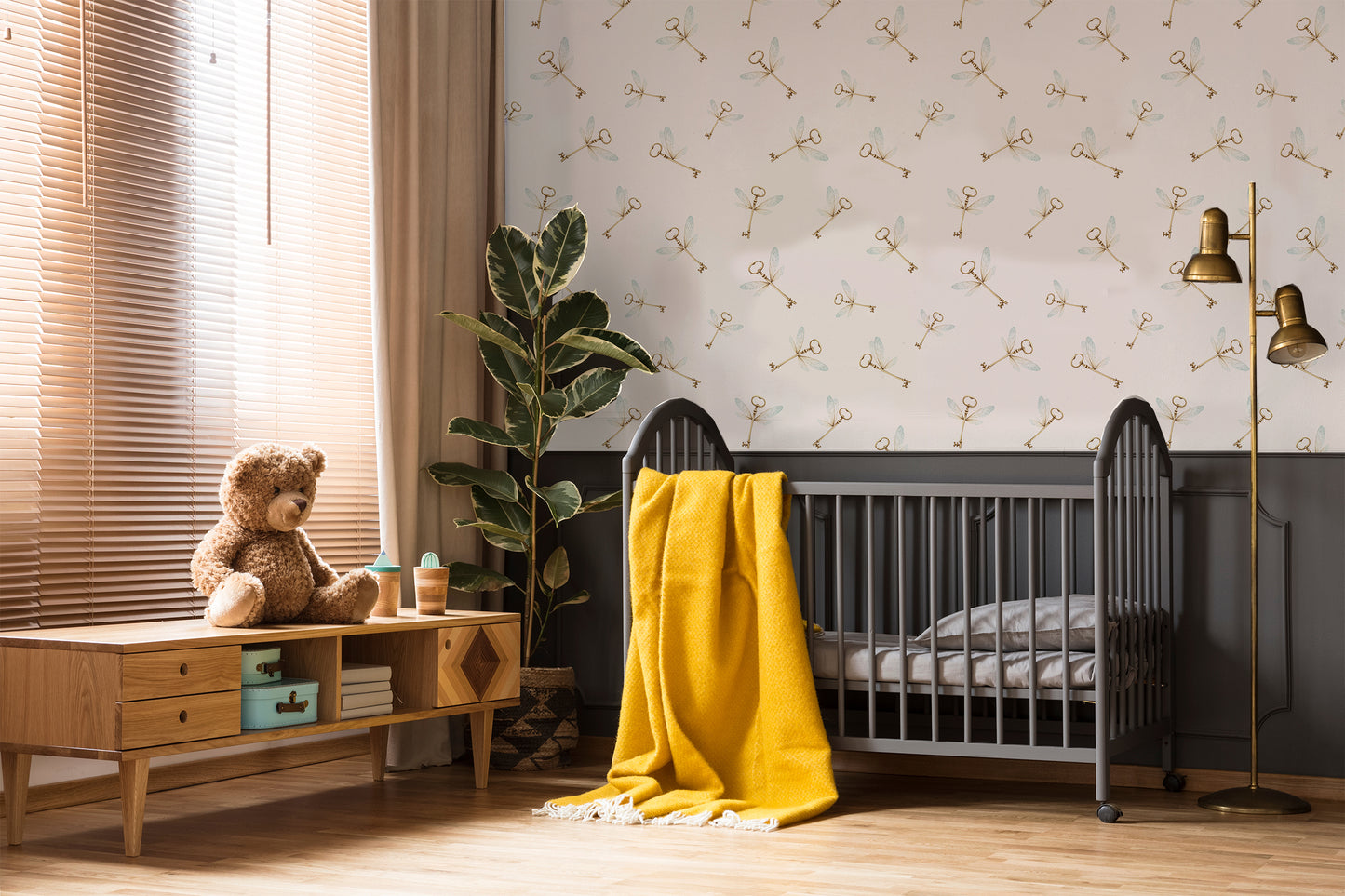 Flying Keys Removable Peel And Stick Wizardly Wallpaper in blue
