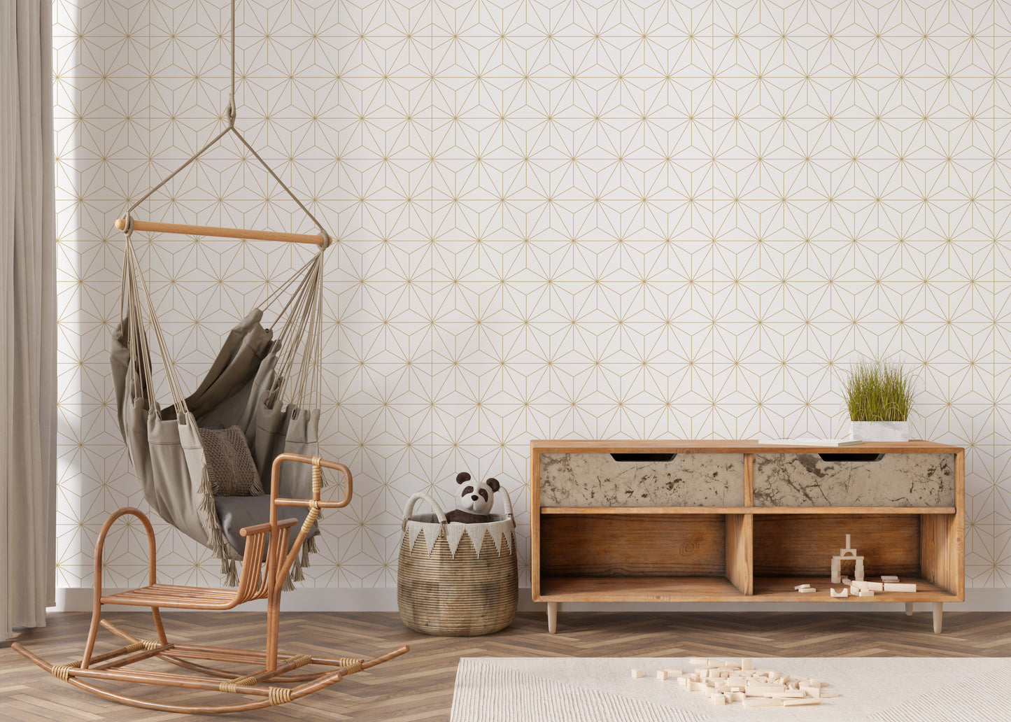Elegant Gatsby Beige Geometric Removable Peel And Stick Wallpaper
