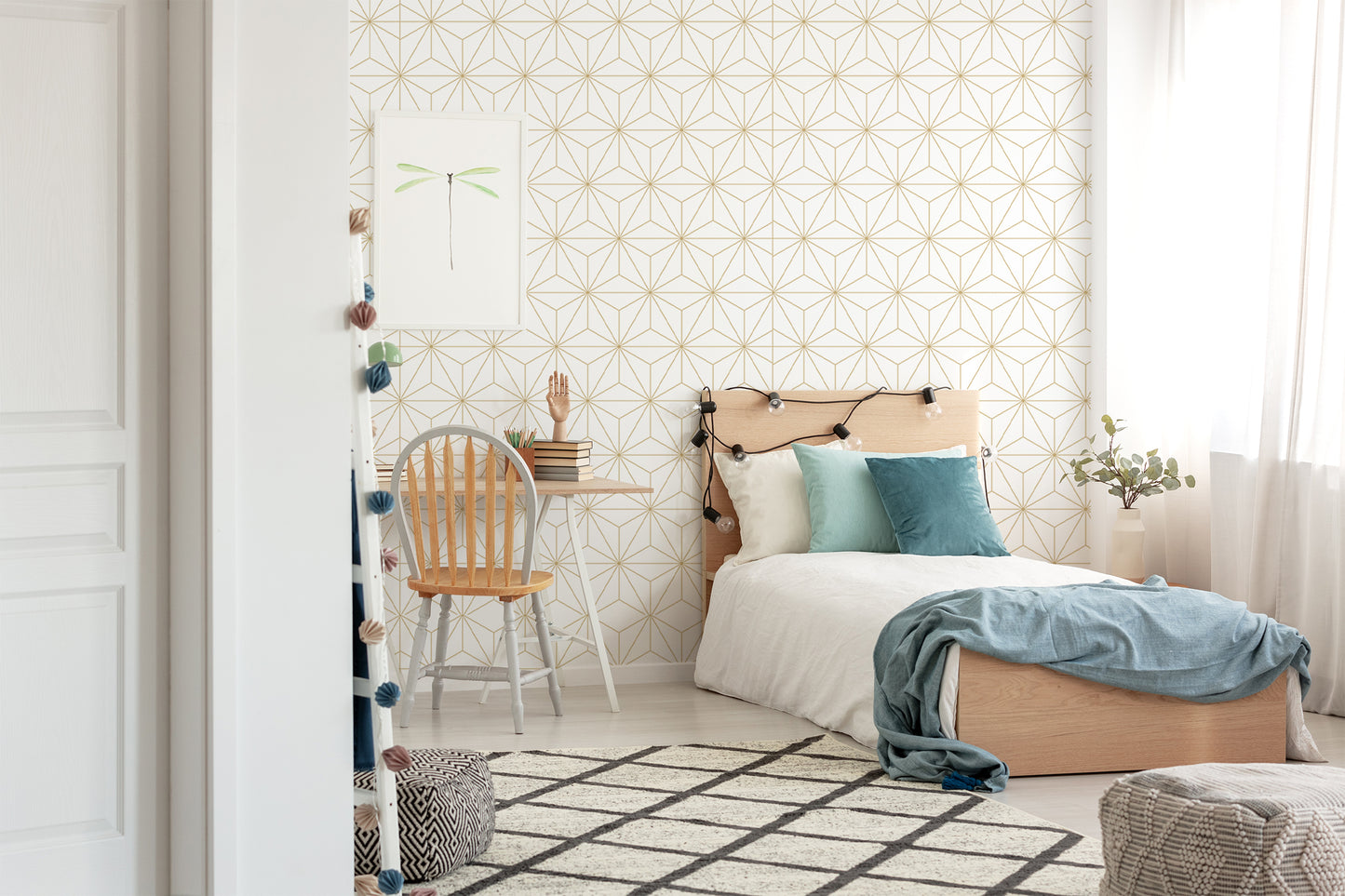 Elegant Gatsby Beige Geometric Removable Peel And Stick Wallpaper