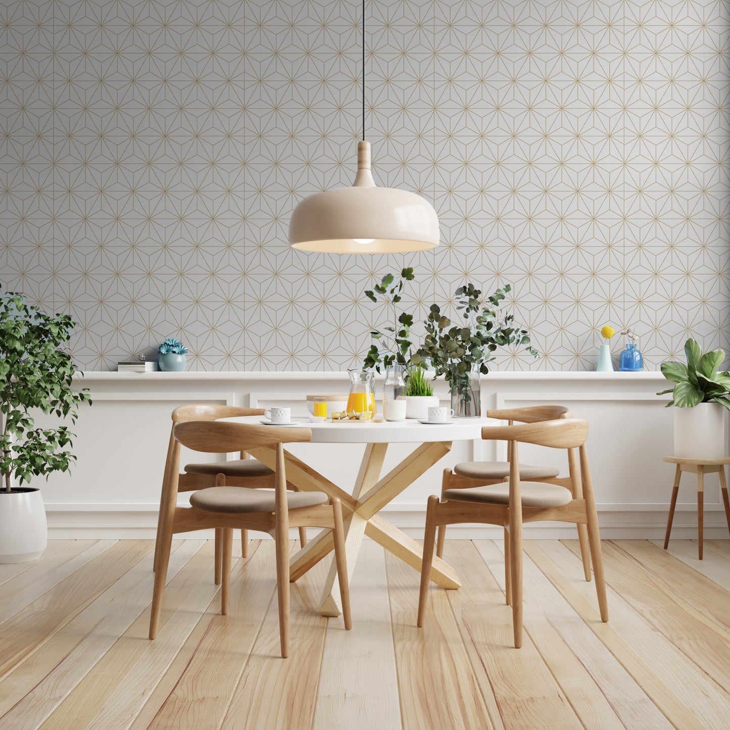 Elegant Gatsby Beige Geometric Removable Peel And Stick Wallpaper