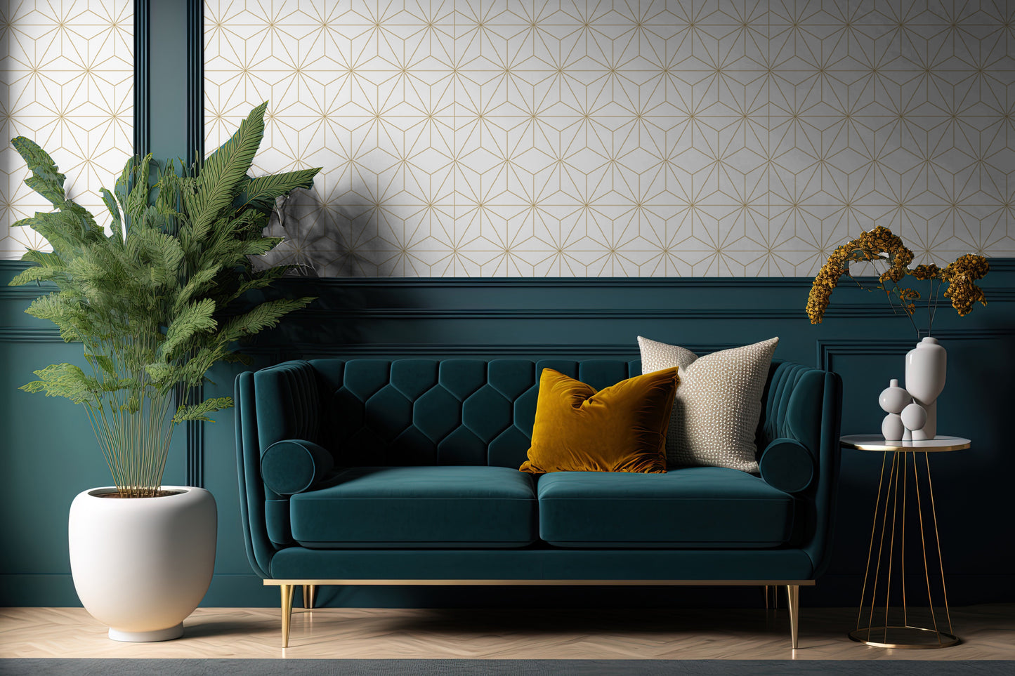 Elegant Gatsby Beige Geometric Removable Peel And Stick Wallpaper