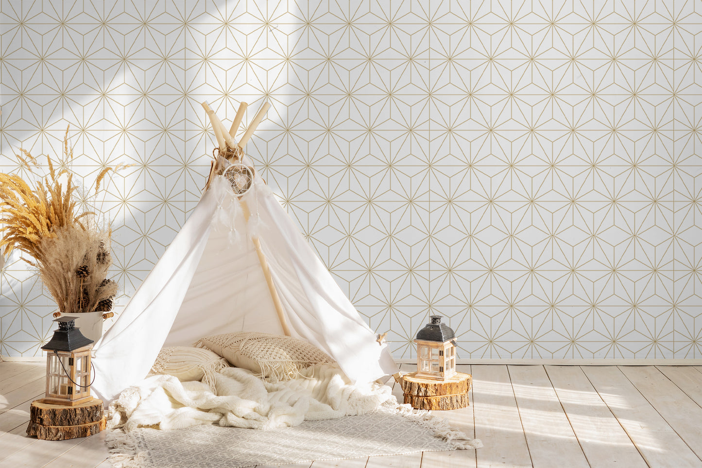 Elegant Gatsby Beige Geometric Removable Peel And Stick Wallpaper
