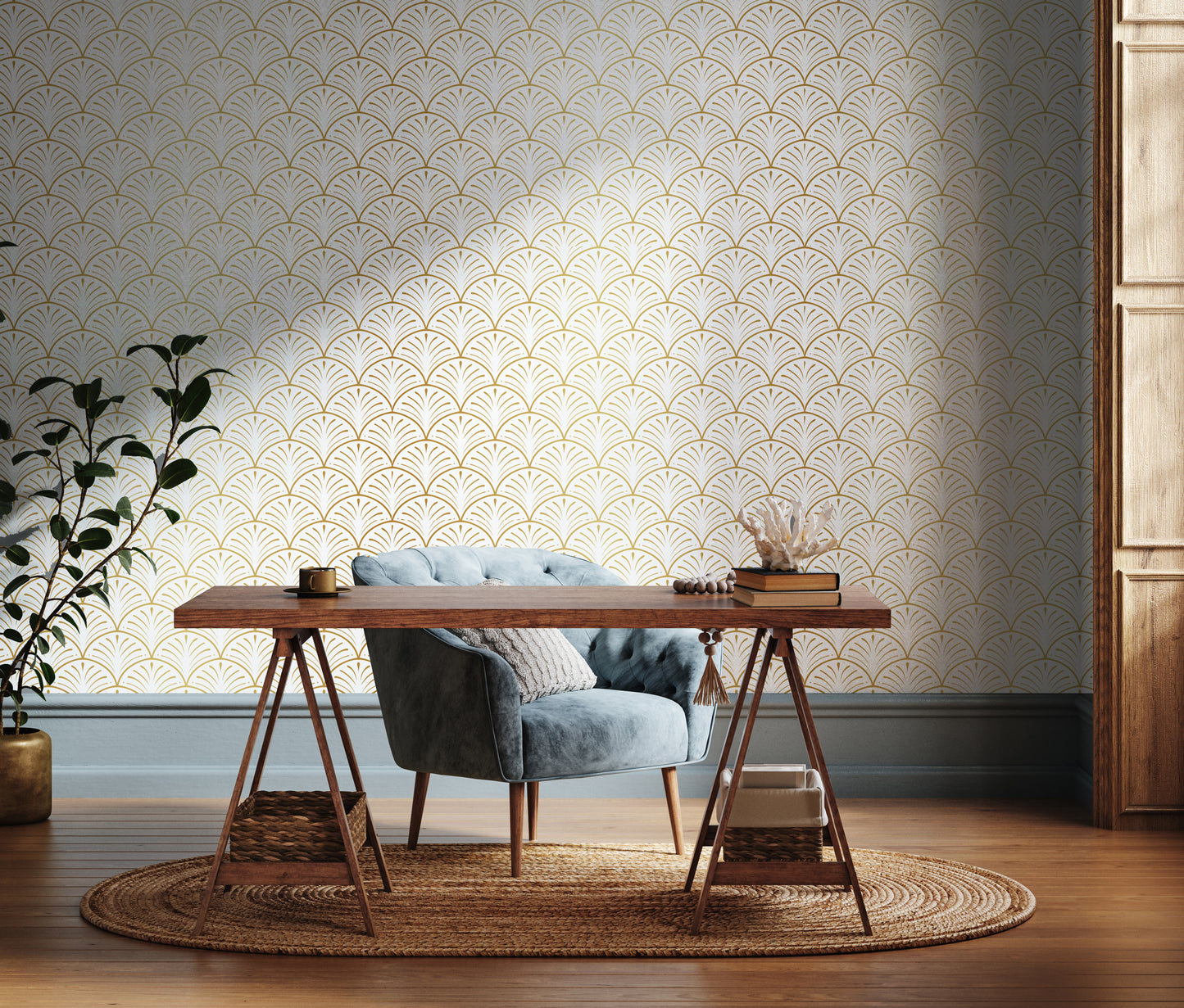 Gold Art Deco Removable Peel And Stick Wallpaper