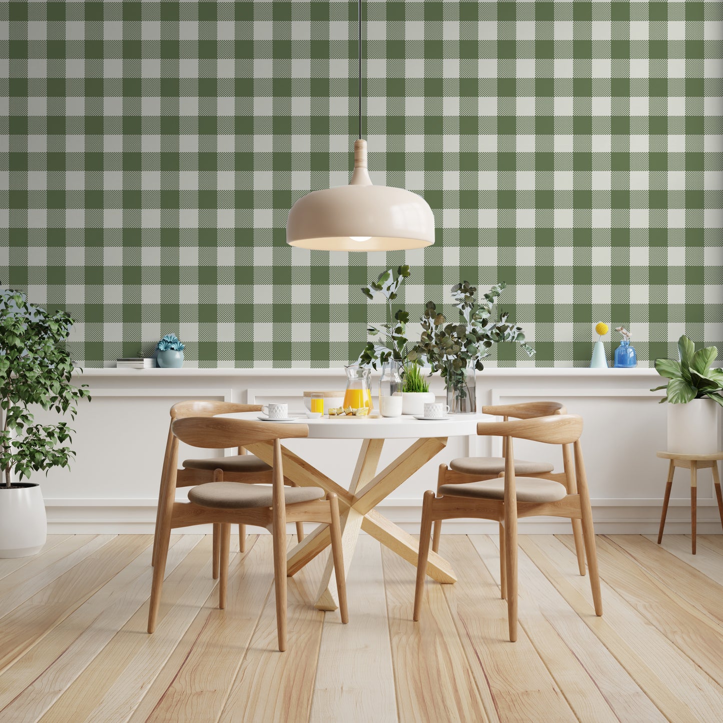 Green Gingham Removable Peel And Stick Wallpaper