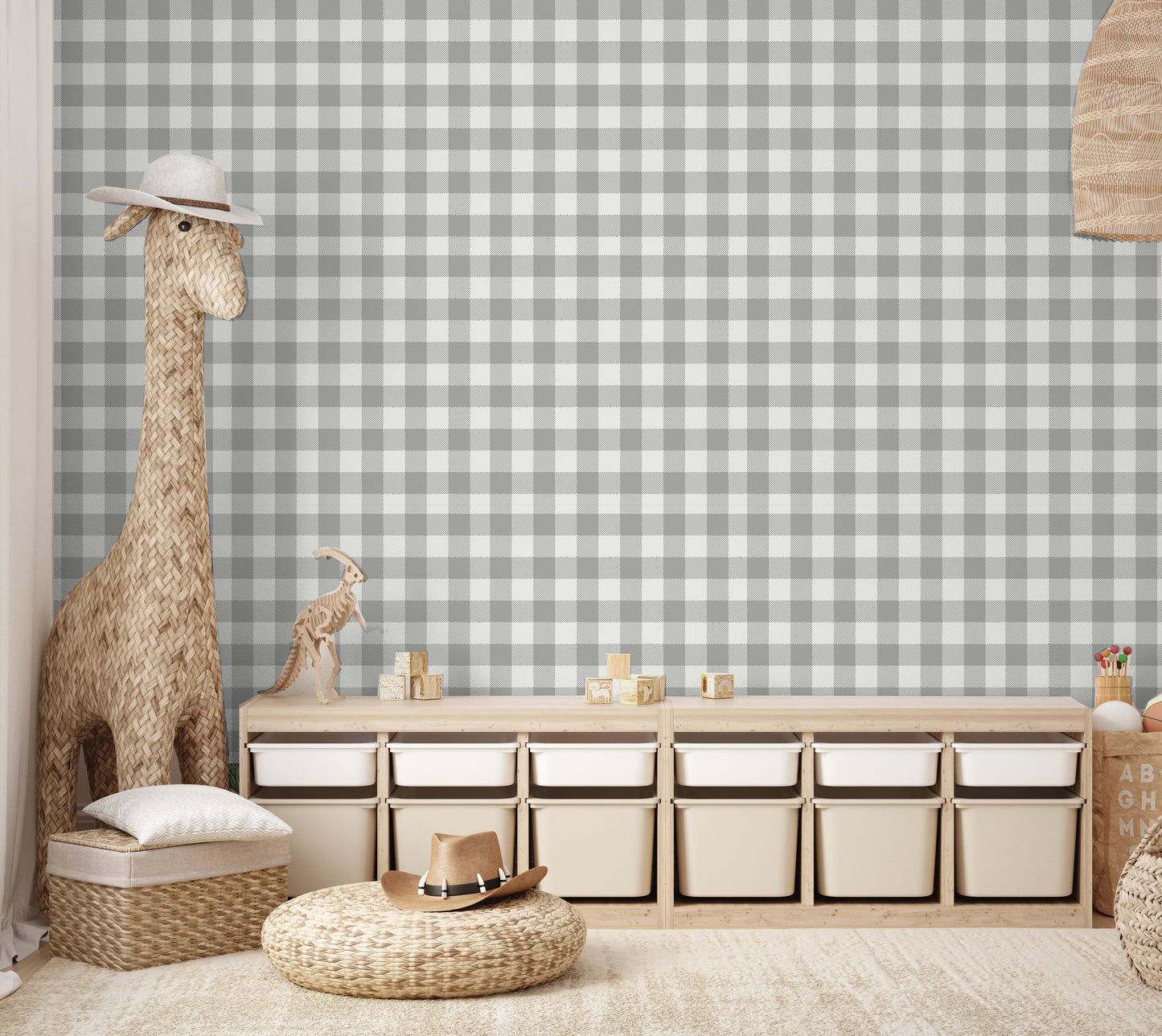 Gray Gingham Removable Peel And Stick Wallpaper