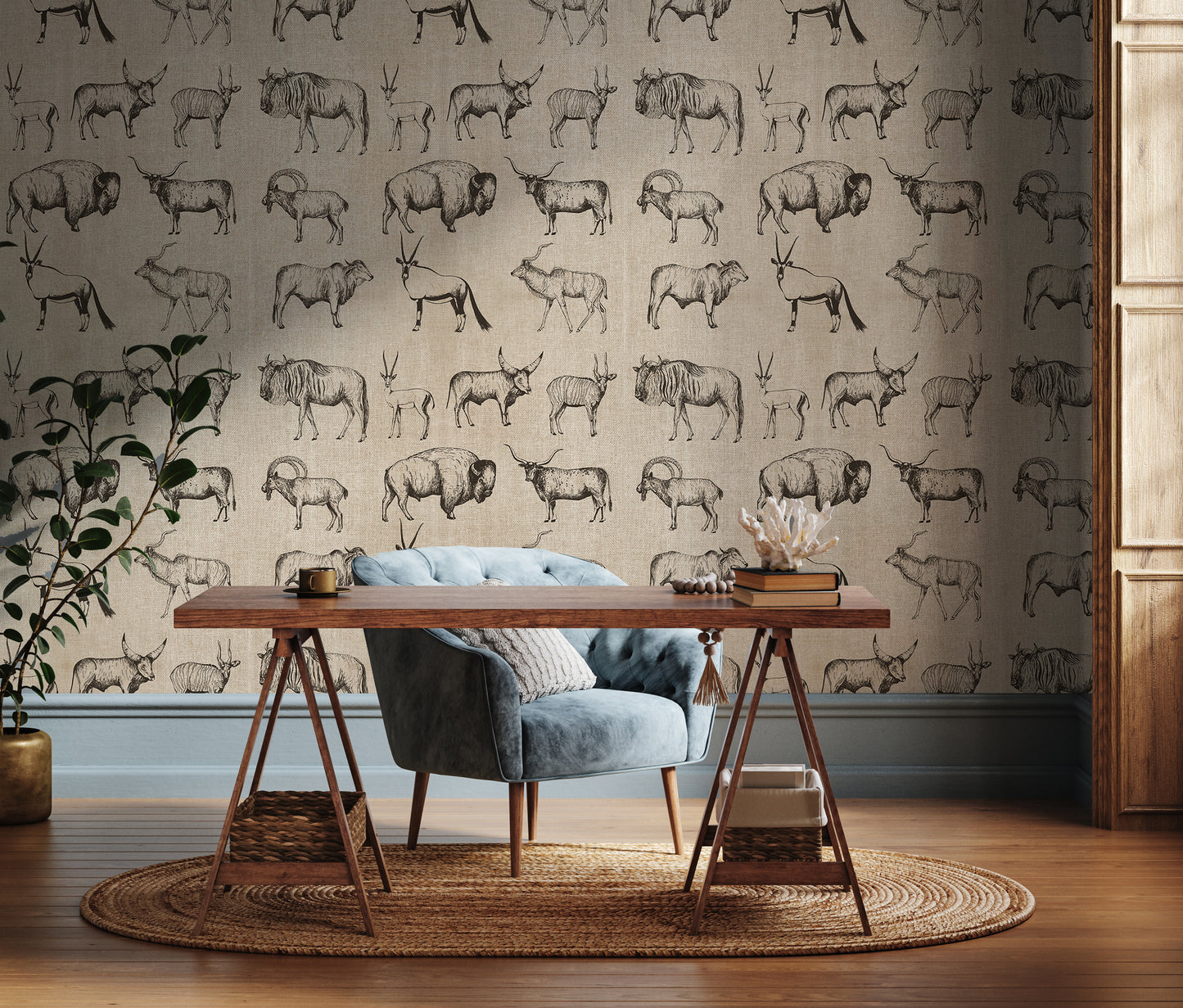 Buffalo And Bison Removable Peel And Stick Wallpaper
