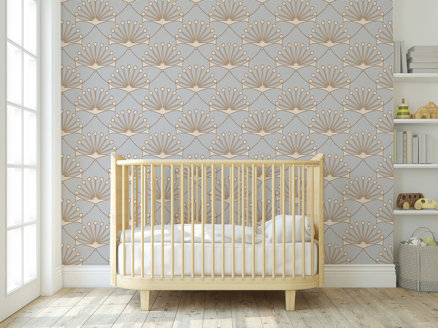 Art Deco Style Lotus Flower Removable Peel And Stick Wallpaper