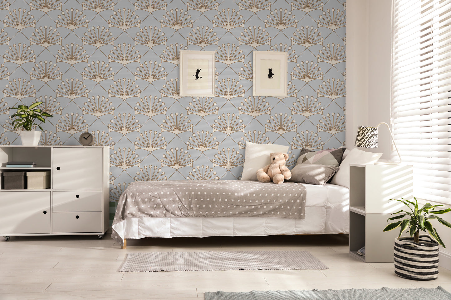 Art Deco Style Lotus Flower Removable Peel And Stick Wallpaper