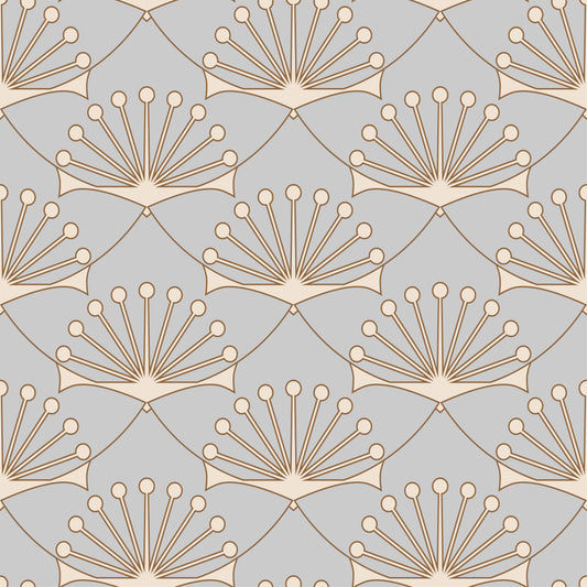 Art Deco Style Lotus Flower Removable Peel And Stick Wallpaper