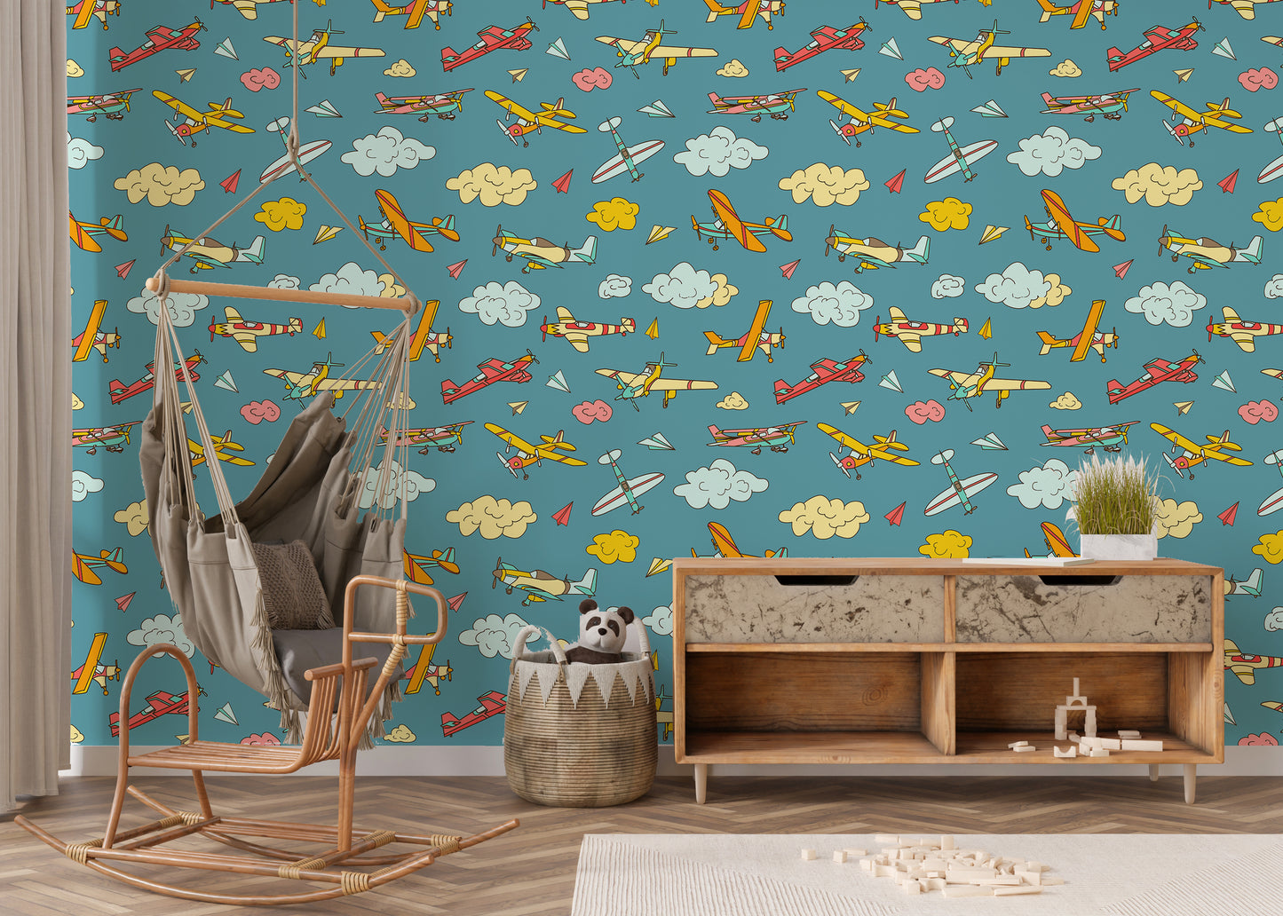 Colorful Airplane Removable Peel And Stick Wallpaper