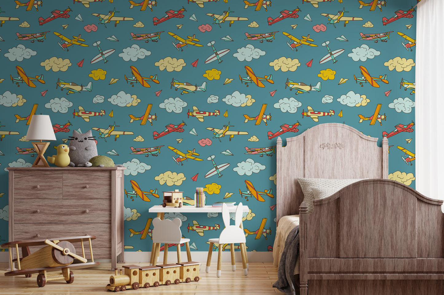 Colorful Airplane Removable Peel And Stick Wallpaper