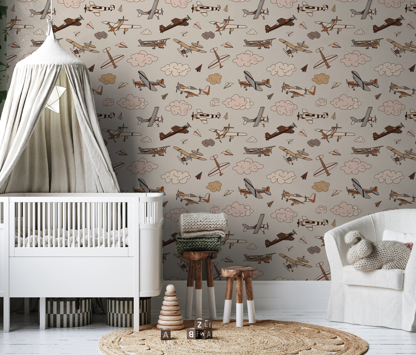 Neutral Airplane Removable Peel And Stick Wallpaper