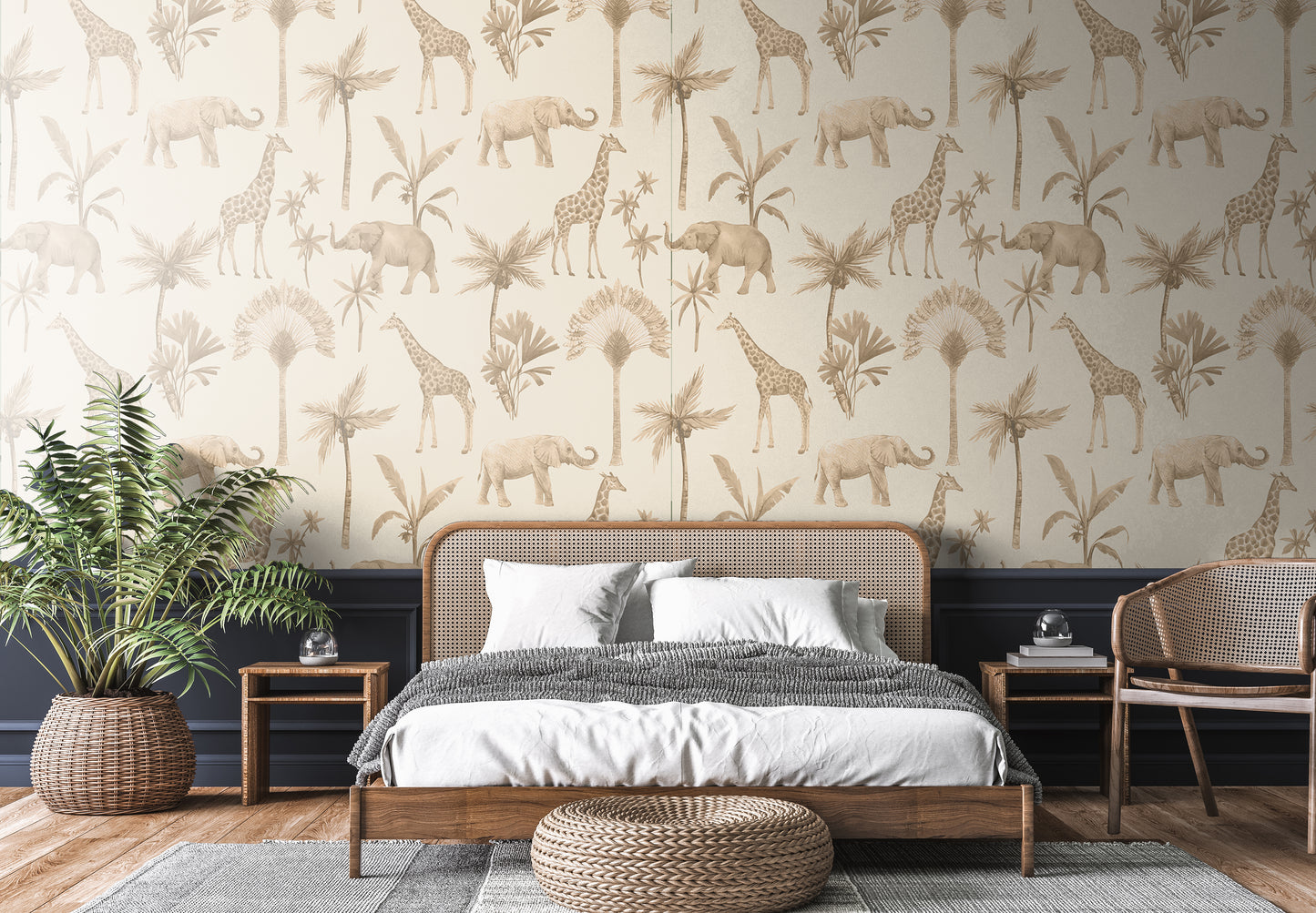Jungle Safari Neutral Removable Peel And Stick Wallpaper