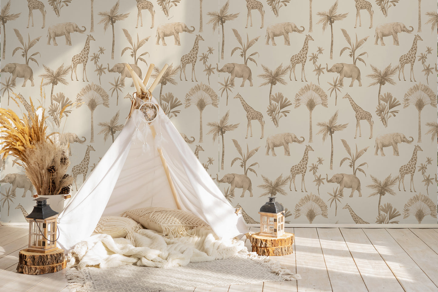 Jungle Safari Neutral Removable Peel And Stick Wallpaper