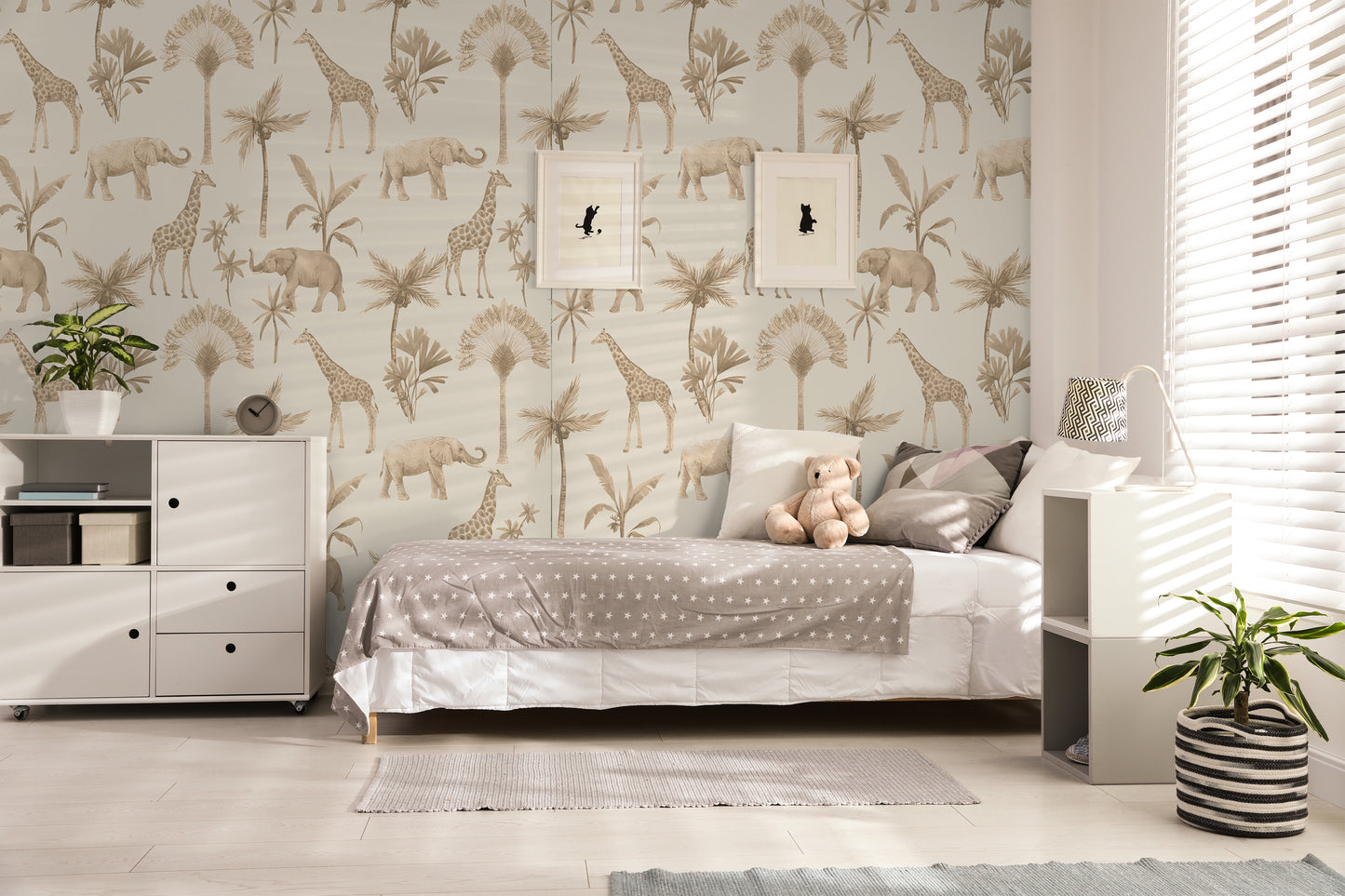 Jungle Safari Neutral Removable Peel And Stick Wallpaper