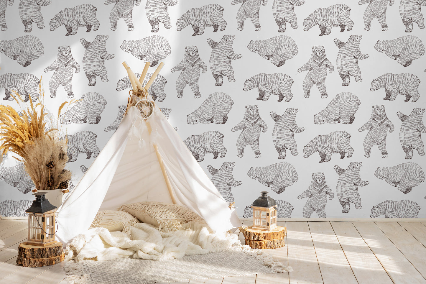 Bear Wallpaper removable peel and stick wallpaper