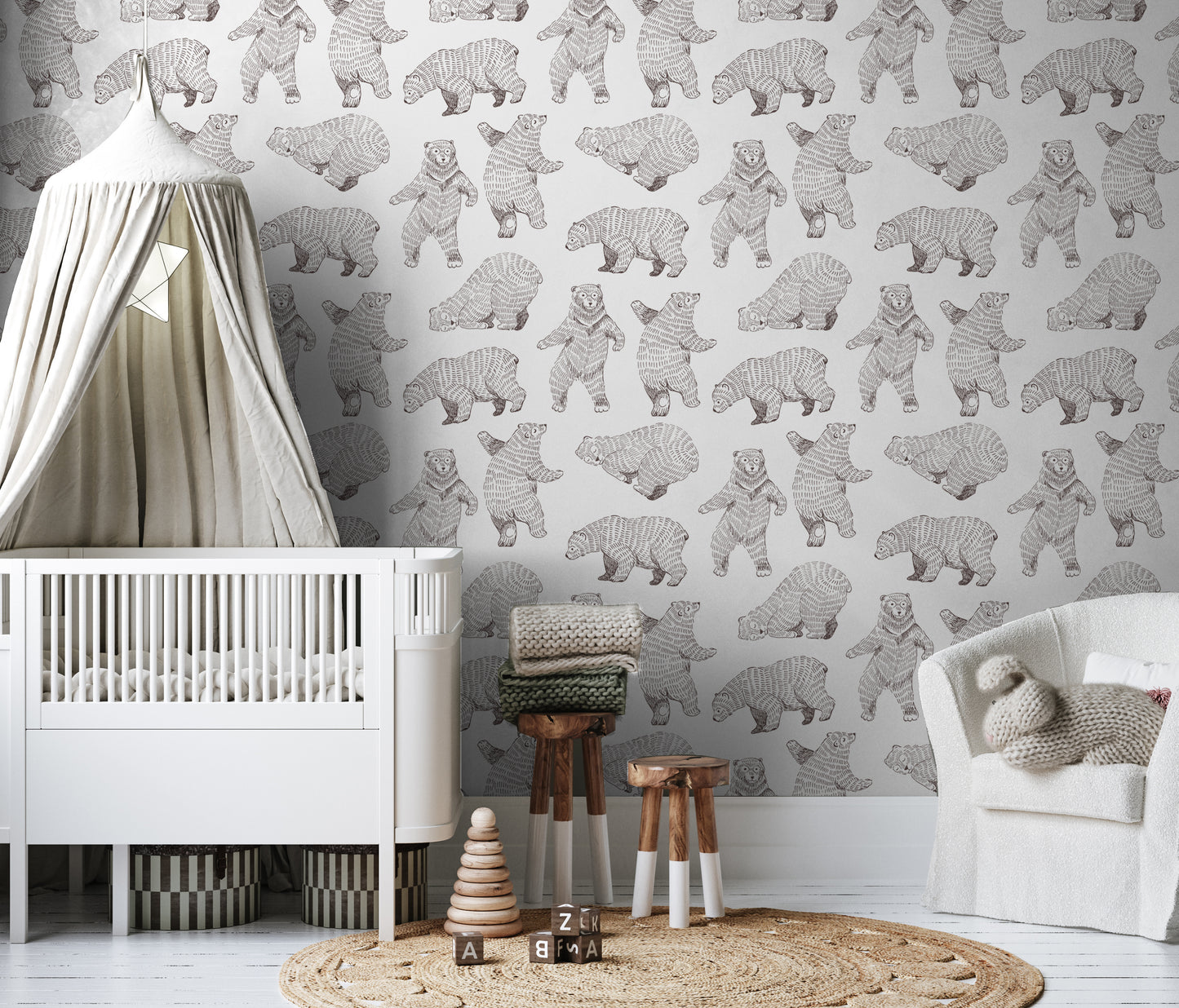 Bear Wallpaper removable peel and stick wallpaper
