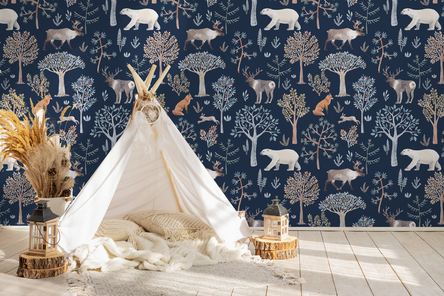Woodland Bear Fox And Moose Removable Peel And Stick Wallpaper