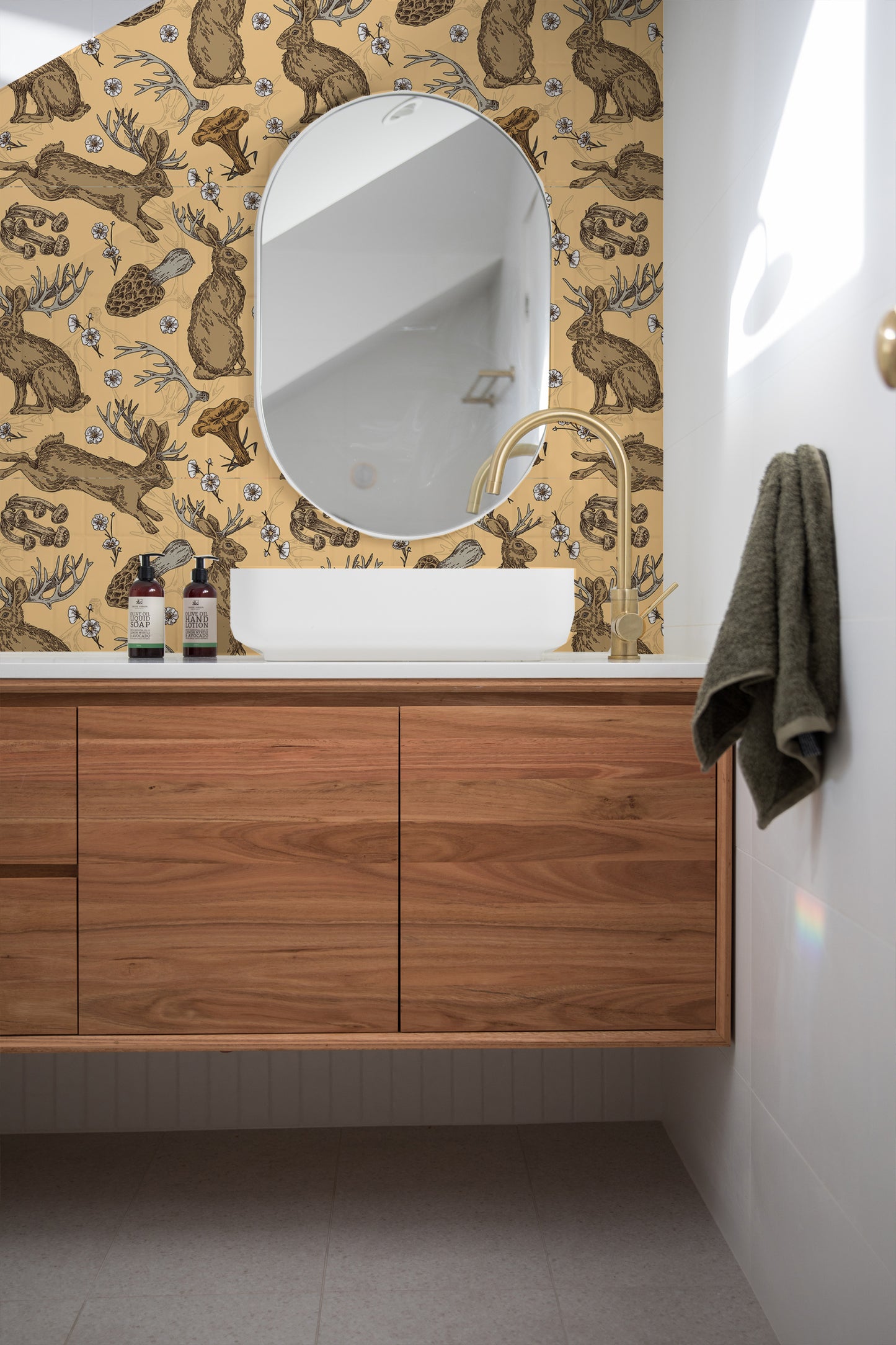 Jackalope And Mushroom Removable Peel And Stick Wallpaper