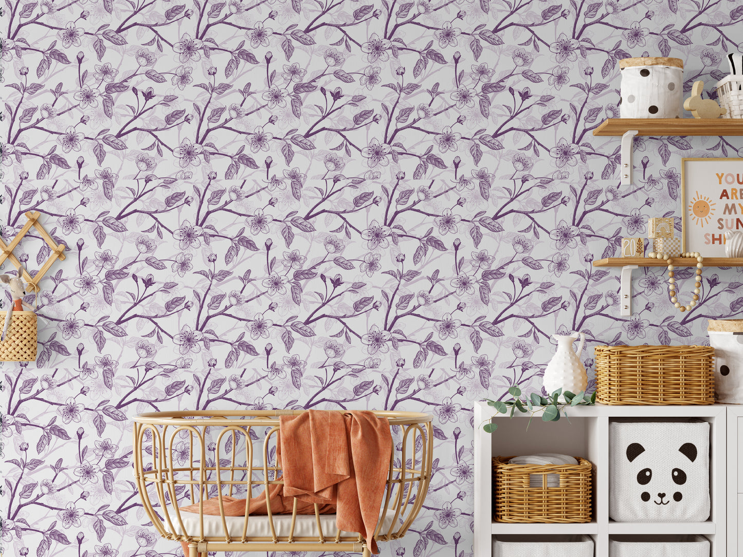 Cherry Blossom Purple Removable Peel And Stick Wallpaper