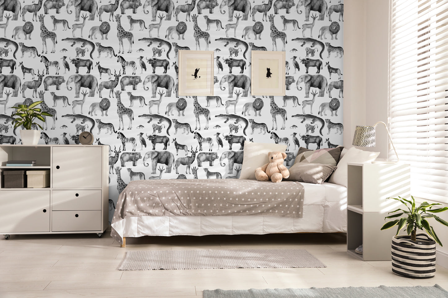 Zoo Black And White Removable Peel And Stick Wallpaper
