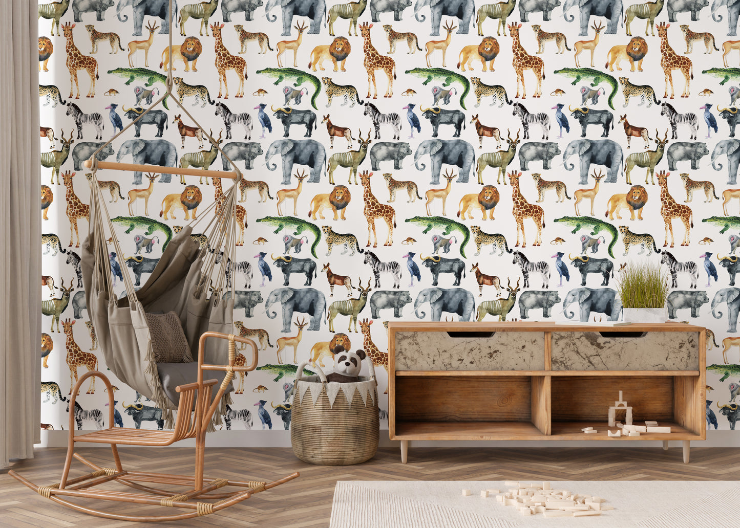 Watercolor Zoo Removable Peel And Stick Wallpaper