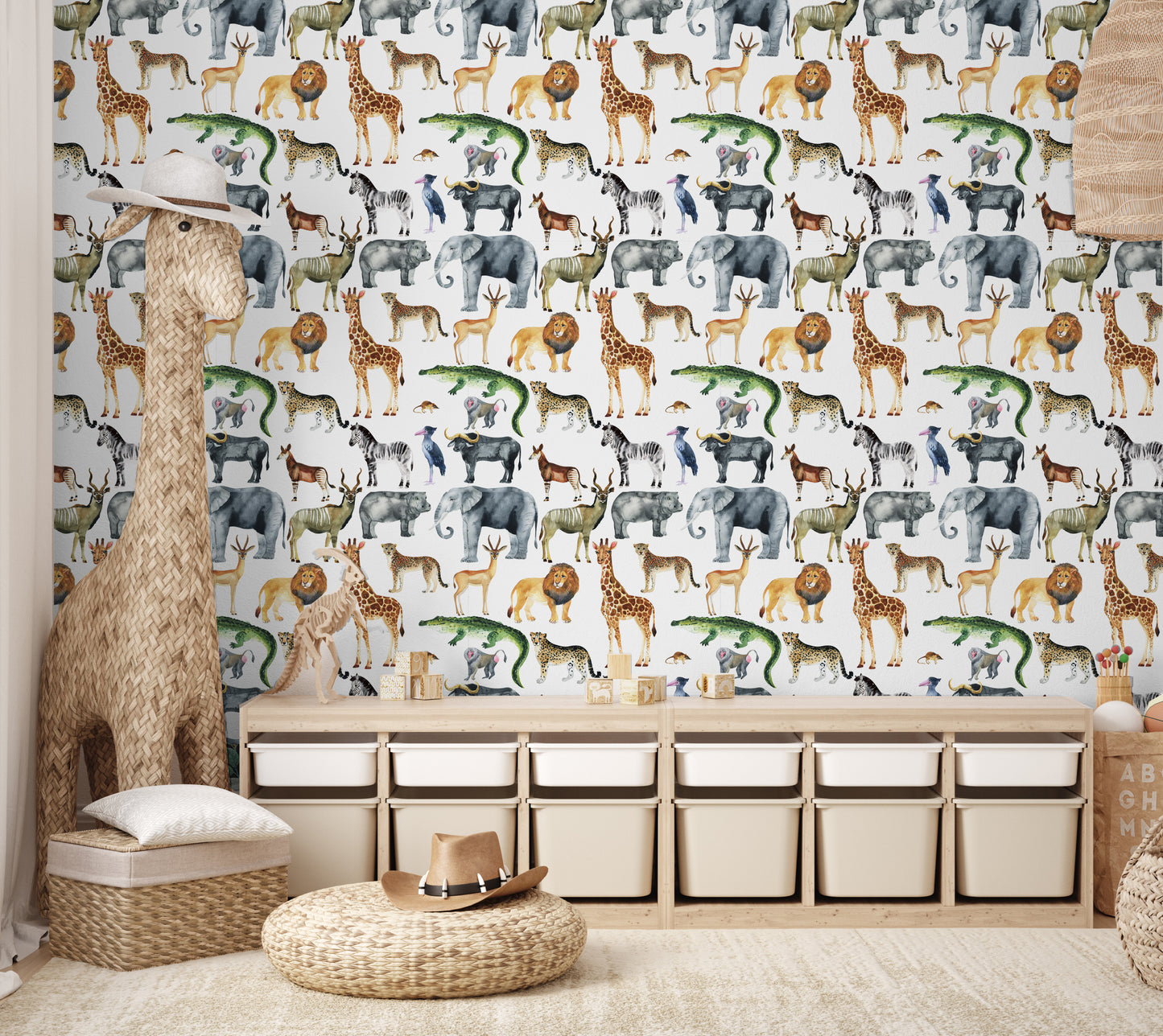 Watercolor Zoo Removable Peel And Stick Wallpaper