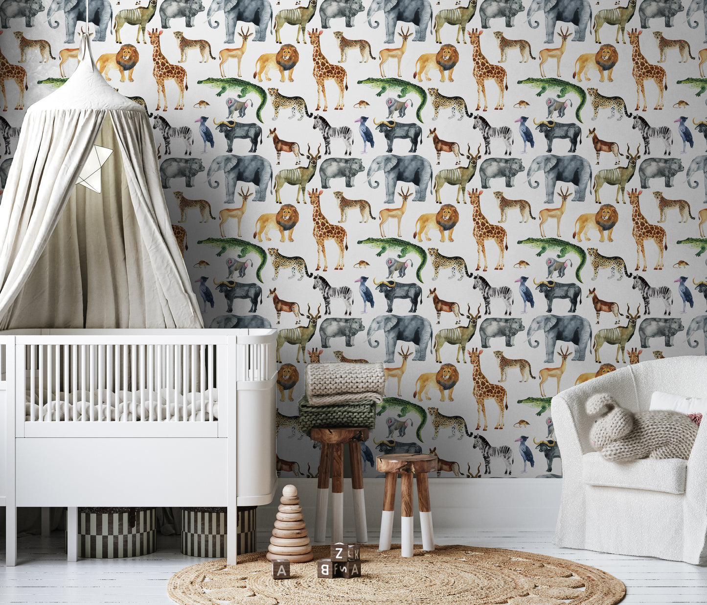 Watercolor Zoo Removable Peel And Stick Wallpaper