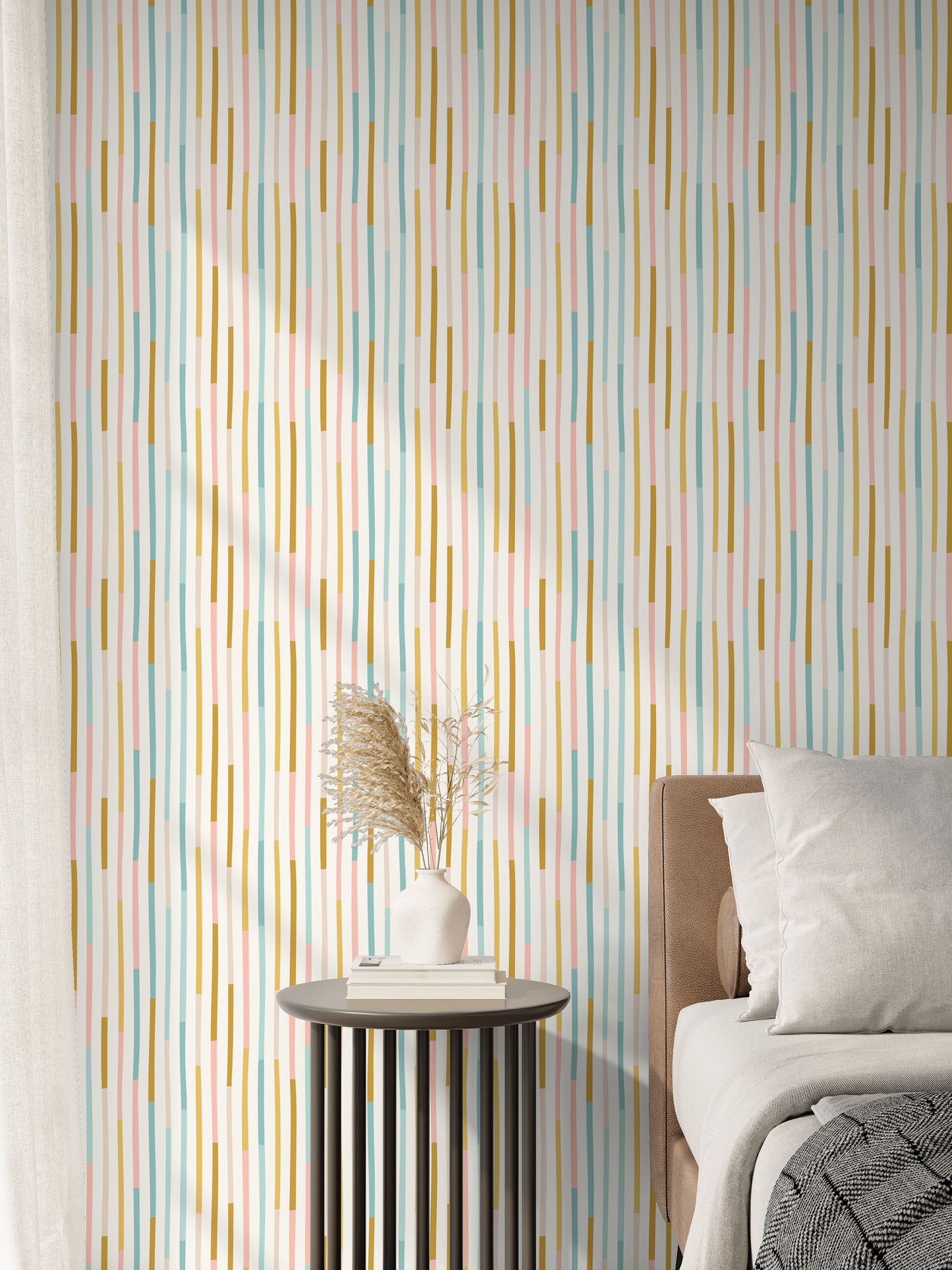 Abstract retro line removable peel and stick wallpaper