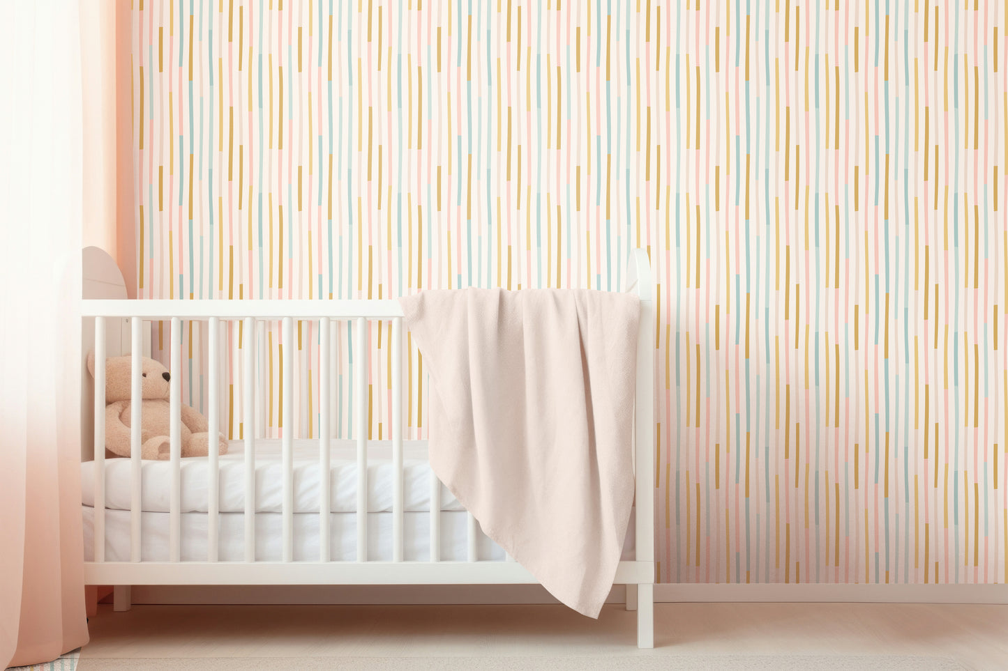 Abstract retro line removable peel and stick wallpaper