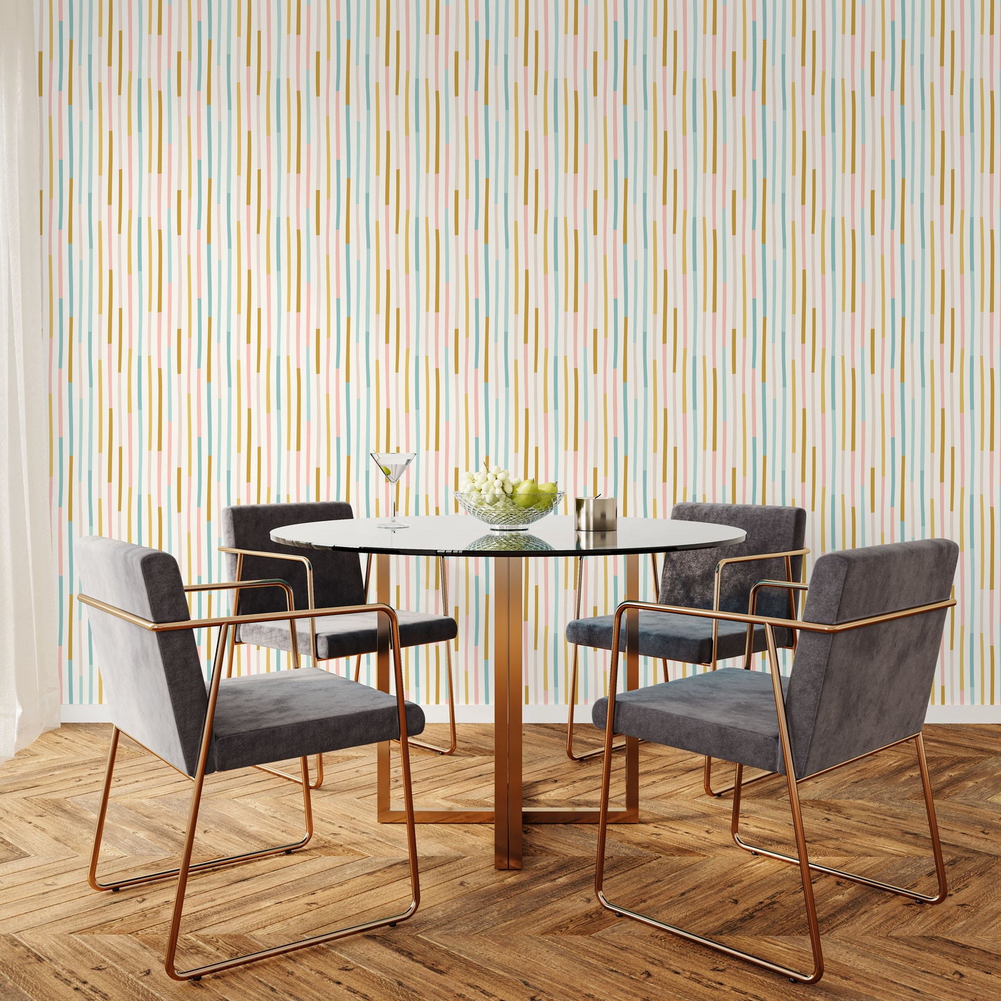 Abstract retro line removable peel and stick wallpaper