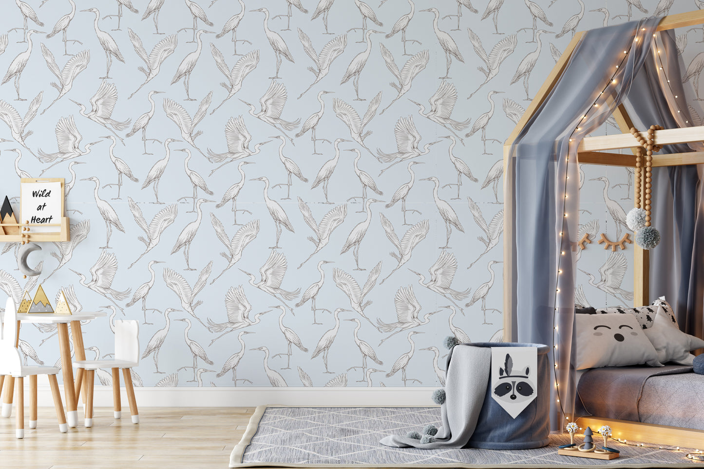 Blue Cranes removable peel and stick wallpaper