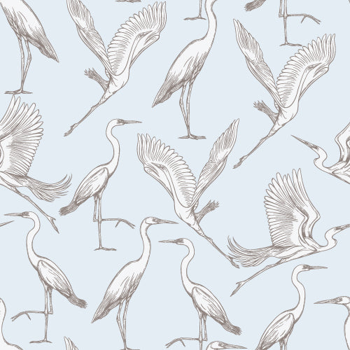 Blue Cranes removable peel and stick wallpaper