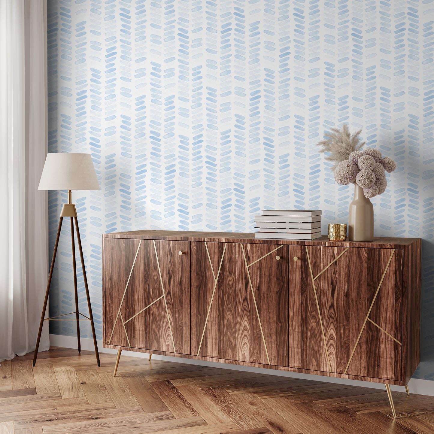 soft blue geometric removable peel and stick wallpaper