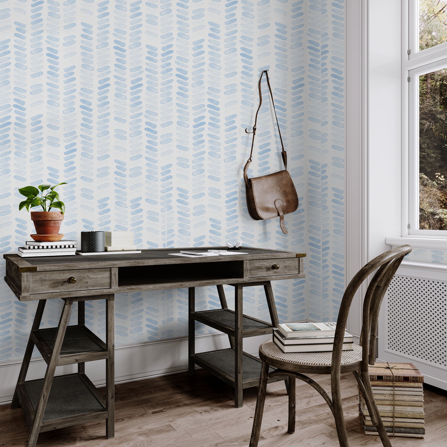 soft blue geometric removable peel and stick wallpaper