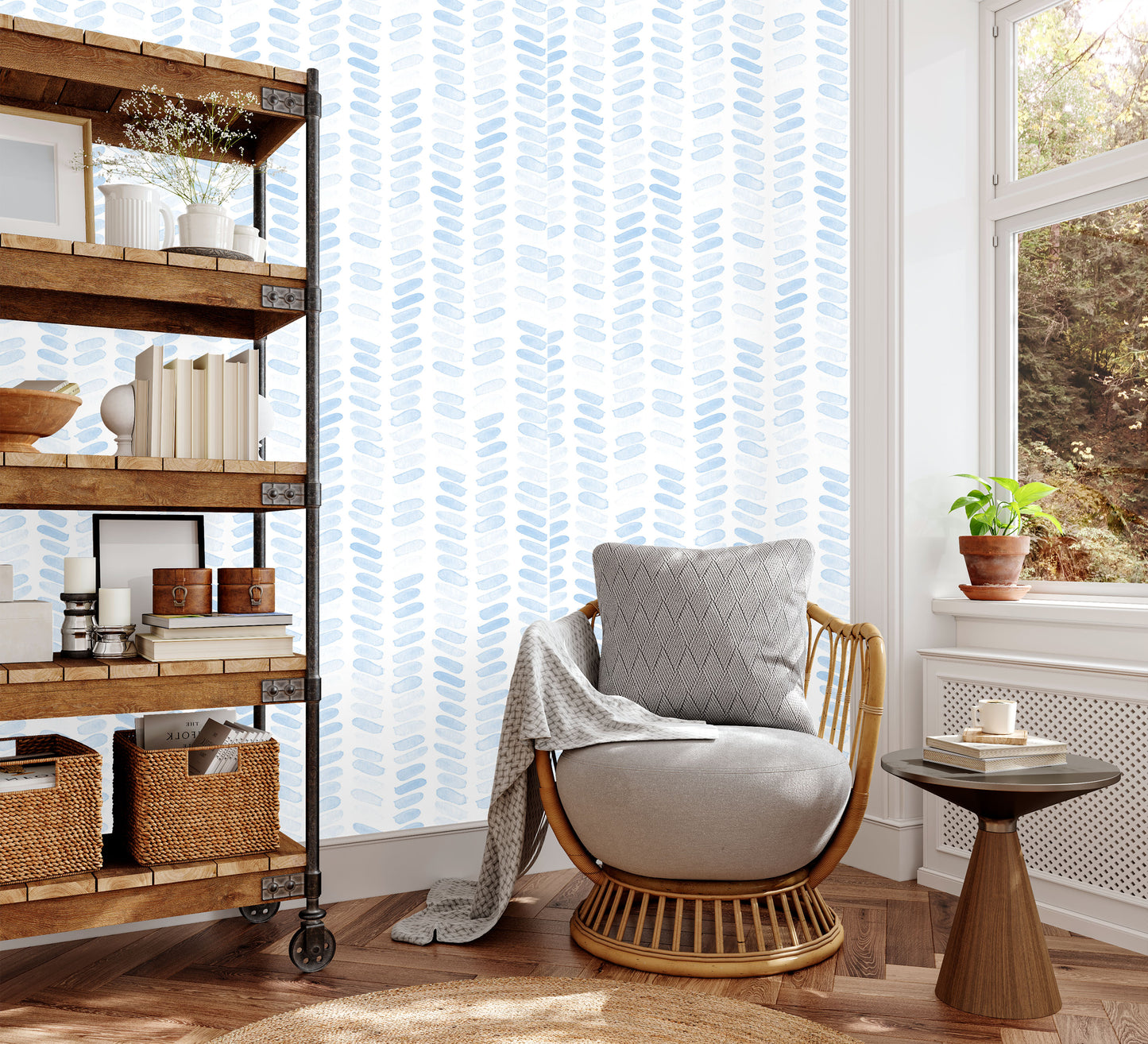 soft blue geometric removable peel and stick wallpaper