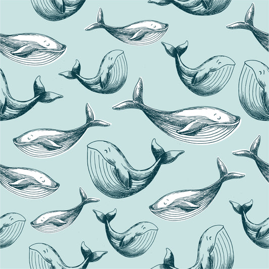 Whale removable peel and stick wallpaper Nautical wallpaper