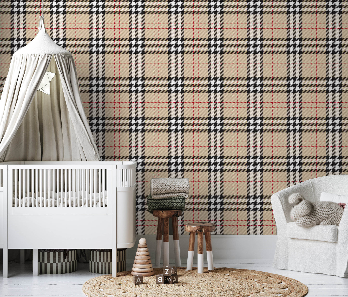 Designer plaid removable peel and stick wallpaper